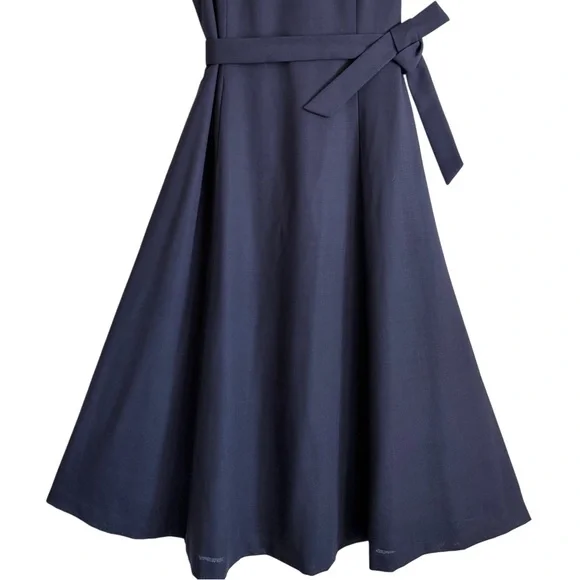 BROOKS BROTHERS Loro Piana Preppy Business Casual Classic Belted Midi Dress 12 - Picture 4 of 11